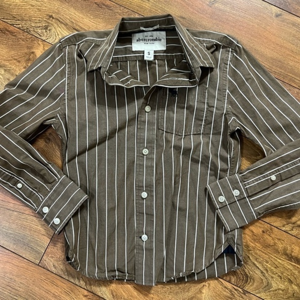 Abercrombie muscle striped long sleeve button down D7-2